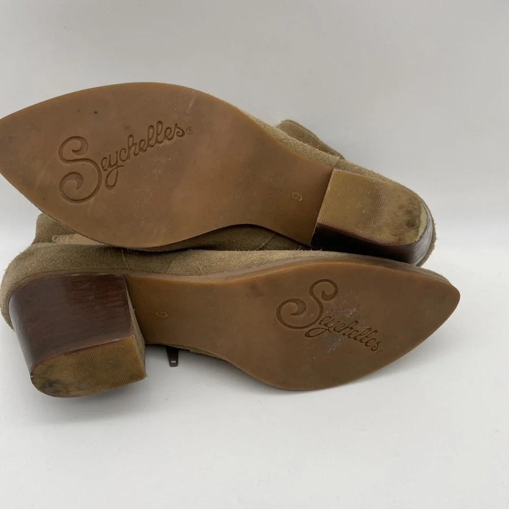 Seychelles Taupe Brown Suede Ankle Boots Strap Side‎ Zipper Women's Size 9